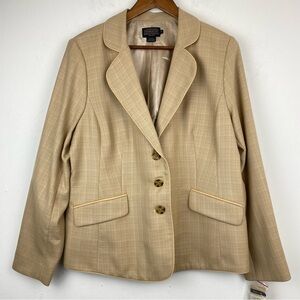 Pendleton size 16 Women’s Tan Beige 100% Virgin Wool Button Up Blazer Jacket